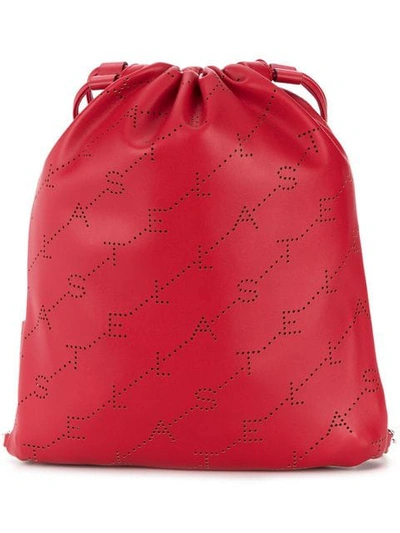 Shop Stella Mccartney Mini Monogram Drawstring Bag In 6568 Red