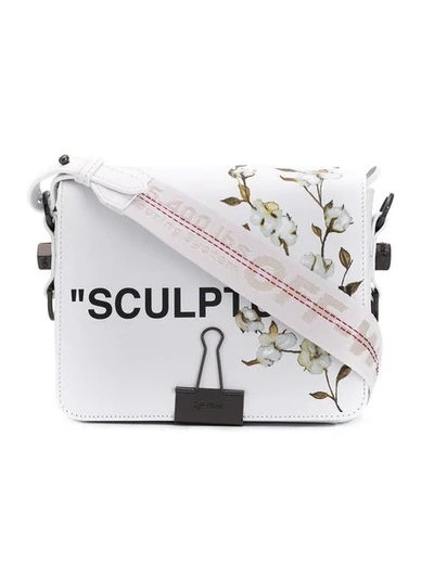 OFF-WHITE SCULPTURE标语棉质印花单肩包 - 白色