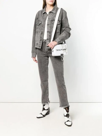 OFF-WHITE SCULPTURE标语棉质印花单肩包 - 白色