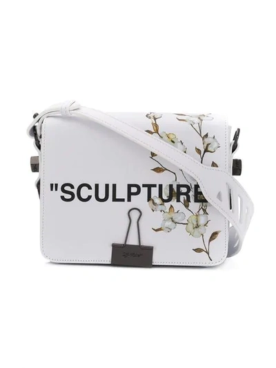 OFF-WHITE SCULPTURE标语棉质印花单肩包 - 白色