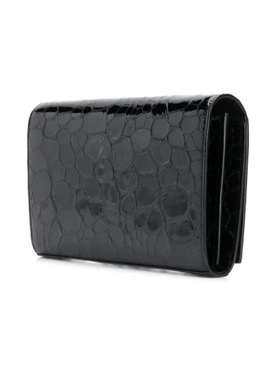 Shop Saint Laurent Turtle Embossed Monogram Chain Wallet In Black