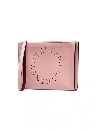Shop Stella Mccartney Baby Pink Zipped Logo Clutch