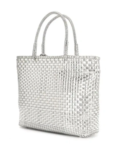 Shop Anteprima Wirebag Medium Tote Bag In Silver