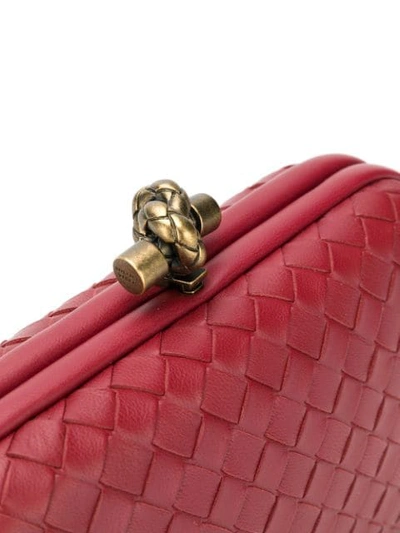 Shop Bottega Veneta Chain Knot Clutch Bag In Red