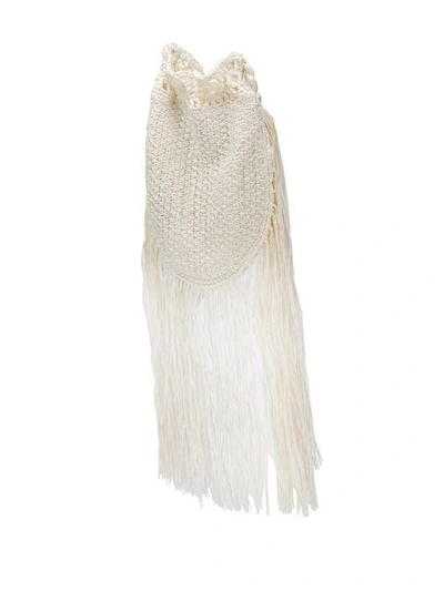 Shop Alanui Crochet Fringed Bag In White