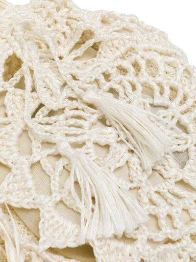 Shop Alanui Crochet Fringed Bag In White