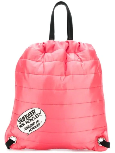 Shop Moncler Quilted Drawstring Backpack In Pink