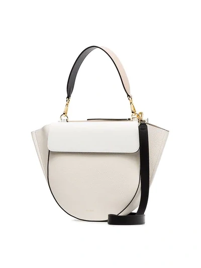 Shop Wandler White And Nude Hortensia Medium Leather Shoulder Bag