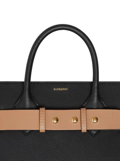 Shop Burberry Small Tripe Stud Tote Bag In Black