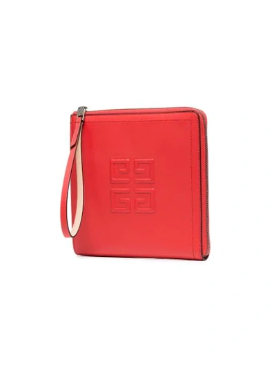 Shop Givenchy Red Iconic Leather Wristlet Pouch
