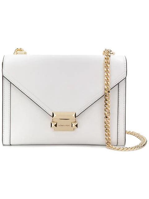 whitney polished leather chain shoulder tote