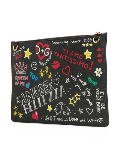 Shop Dolce & Gabbana Cleo Mural Print Clutch In Black