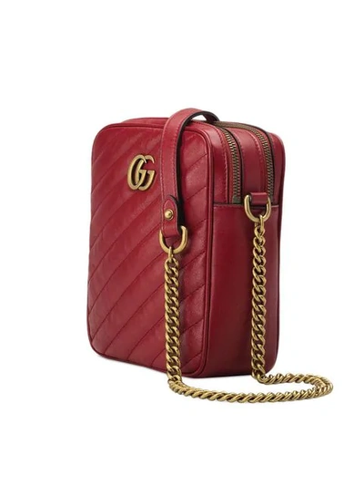 Shop Gucci Gg Marmont Mini Shoulder Bag In Red