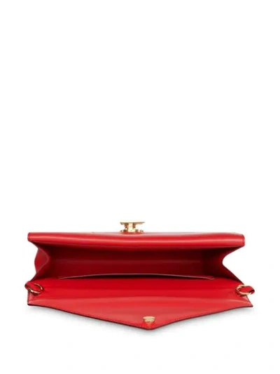 Shop Burberry Small Leather Tb Envelope Clutch In Red