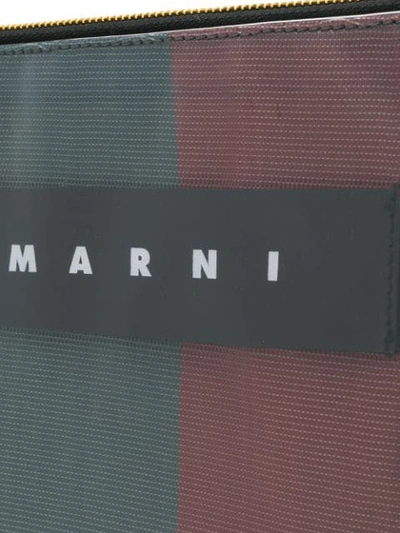 Shop Marni Striped Clutch Bag In Red