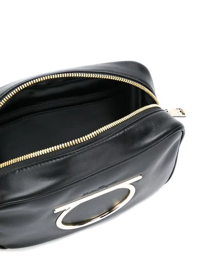 Shop Ferragamo Vela Leather Bag In Black