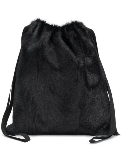 Shop Simonetta Ravizza Furrissima Drawstring Bag In Black