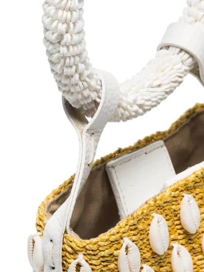 Shop Aranaz Kaia Mini Raffia Bucket Bag In Yellow