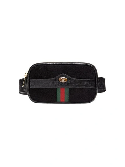 Shop Gucci Ophidia Web Suede Belt Bag In 1060 Nero