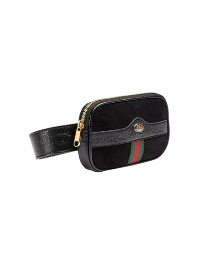 Shop Gucci Ophidia Web Suede Belt Bag In 1060 Nero