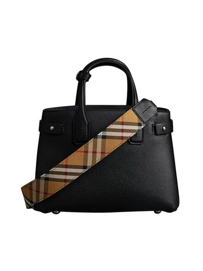 Shop Burberry The Small Banner In Leather In Black