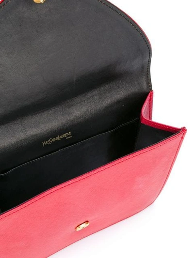 Pre-owned Saint Laurent Studded Clutch In Red