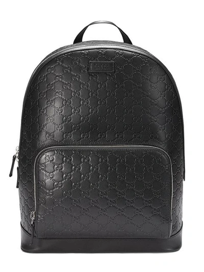 Gucci Signature Black Leather Backpack | ModeSens