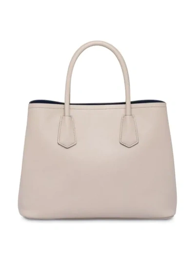 Shop Prada Saffiano Double Bag In Grey