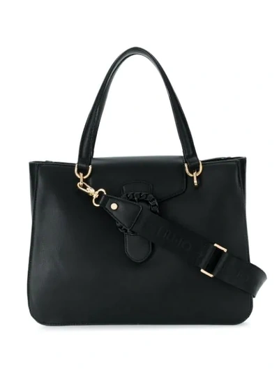 Shop Liu •jo Liu Jo Top-handle Buckle Tote - Black