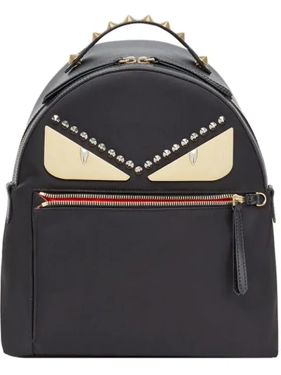 Shop Fendi Bag Bugs Backpack In F0kur-black+ Soft Gold