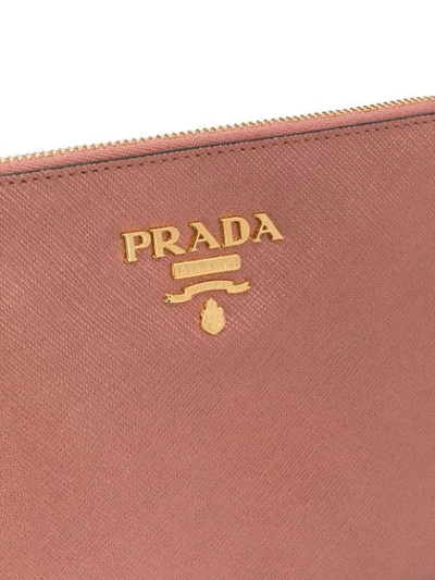Shop Prada Zipped Clutch Bag In Pink