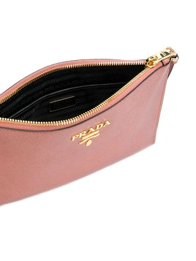 Shop Prada Zipped Clutch Bag In Pink