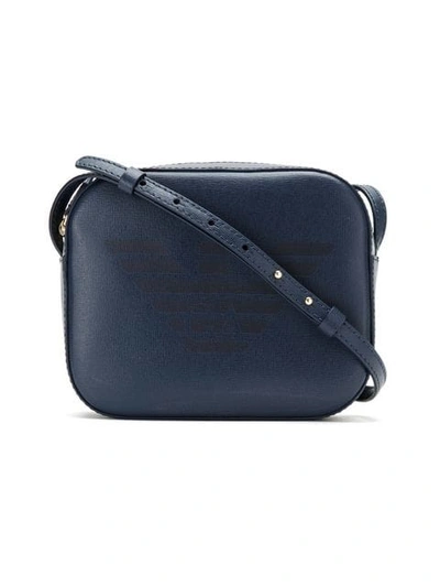 Shop Emporio Armani Logo Print Shoulder Bag In Blue
