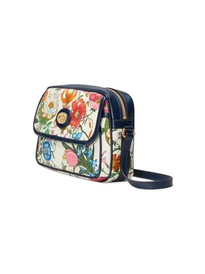 Shop Gucci Small Flora Shoulder Bag In Blue
