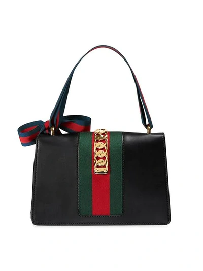 Shop Gucci Black Sylvie Leather Shoulder Bag