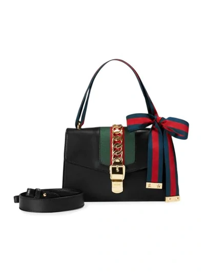 Shop Gucci Black Sylvie Leather Shoulder Bag