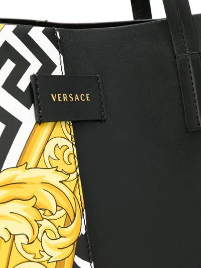Shop Versace Barocco Print Shopper Tote In Black