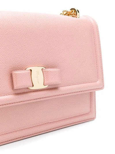 Shop Ferragamo Vara Bow Shoulder Bag In Pink