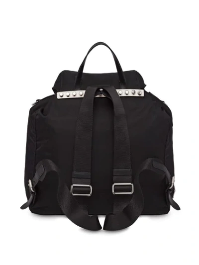 Shop Prada Studded Multi-pockets Backpack In Black