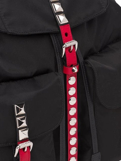 Shop Prada Studded Multi-pockets Backpack In Black