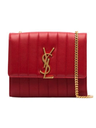 SAINT LAURENT RED VICKY QUILTED LEATHER CLUTCH BAG - 红色