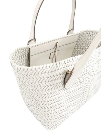 Shop Anya Hindmarch Woven Tote In White