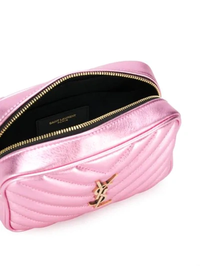 Shop Saint Laurent Quilted Logo Belt Bag - Pink