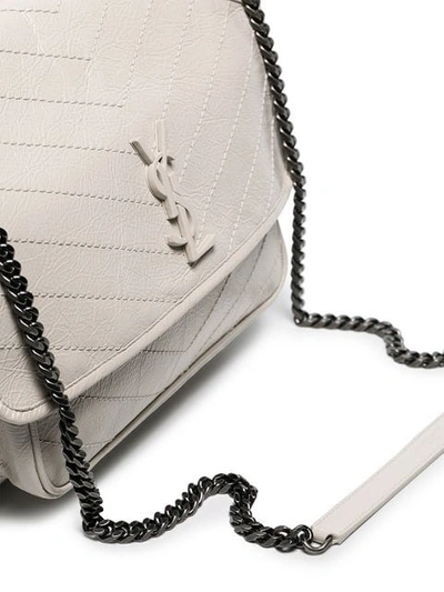 Shop Saint Laurent White Niki Monogram Leather Shoulder Bag In Neutrals