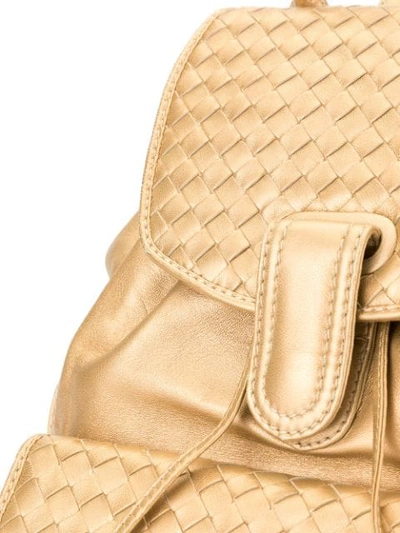 Pre-owned Bottega Veneta Intrecciato Weave Backpack In Gold