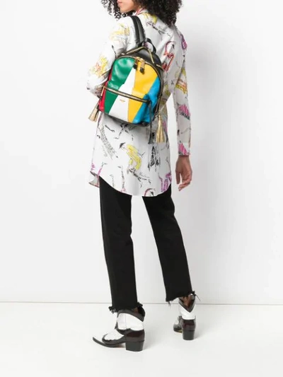 Shop Moschino Colour Block Backpack In Black