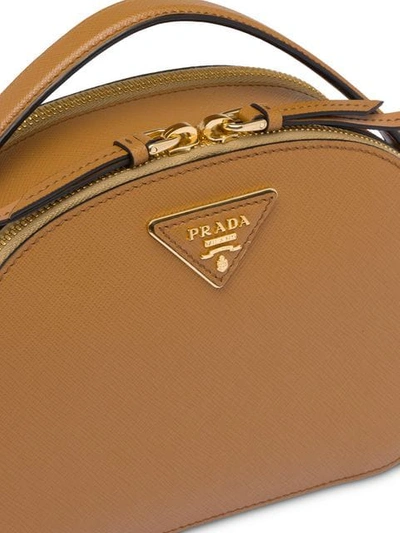 Shop Prada Odette Saffiano Leather Bag In Brown