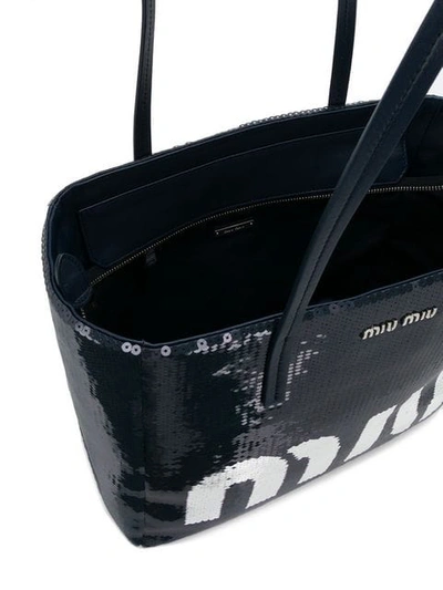 Shop Miu Miu Sequin Logo Tote Bag In F015g