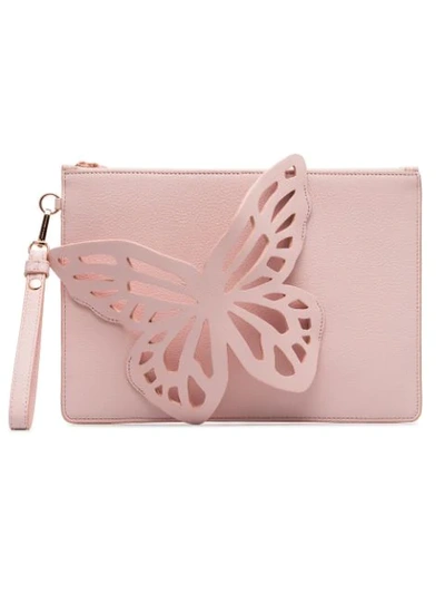 Shop Sophia Webster Pink Flossy Butterfly Cotton Blend Clutch