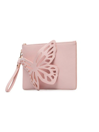 Shop Sophia Webster Pink Flossy Butterfly Cotton Blend Clutch